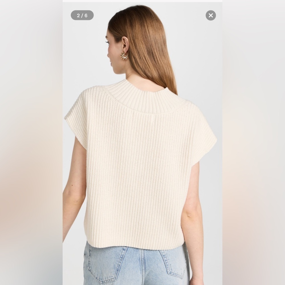 AMO Aurora Cream V-Neck Shaker Stitch Women's Sweater - Picture 2 of 6